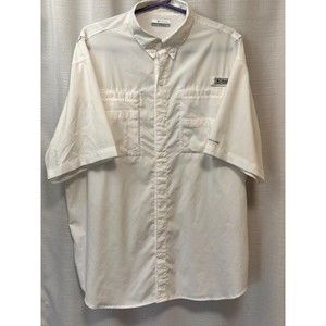 COLUMBIA PFG Mens Large White Fishing Omni-Shade Shirt Vented Sunglasses Loop